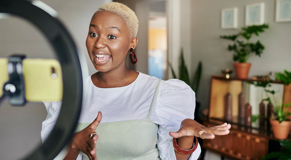 Influencer filming a video Influencer filming a video